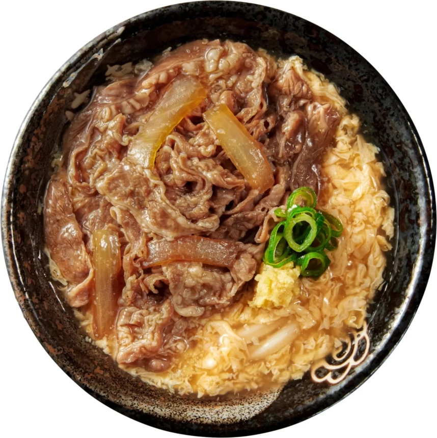 裏市の屋台風牛肉玉子あんかけうどん